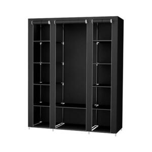 Euziel MATIS 150x175 cm fekete textilszekrény polcokkal és ruhatartó rúddal LSF03H kép