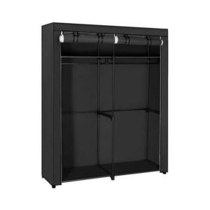 Euziel MATIS textilszekrény polcokkal és akasztórúddal, 140 x 174 cm, fekete RYG02BK kép