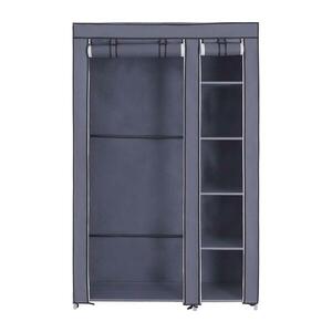 Euziel Tároló textilszekrény polcokkal és akasztórúddal MATIS 110x175 cm szürke LSF007G kép