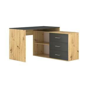 Wipmeb Sp. z o.o JULES íróasztal fiókokkal, választható jobb/bal sarokkal, artisan tölgy/antracit 5904804550462 kép