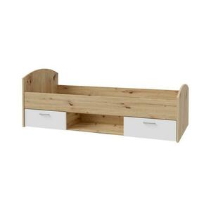 FORTE Egyszemélyes tárolós ágy URO 90x200 cm artisan tölgy/fehér CUGL091 kép