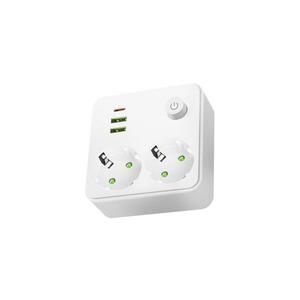 Kapcsolós elosztó LINEA 2x230V + 3xUSB A/C SCHUKO fehér 004317 kép