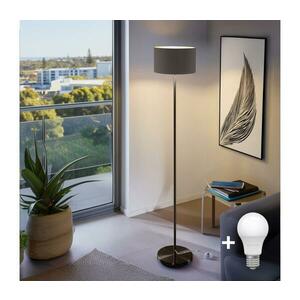 LED állólámpa TUNJA 1xE27/20W/230V átm. 30 cm fekete/barna 1xSA2187+1xEG32491 kép