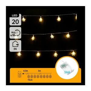 B.V. LED karácsonyi fényfüzér 20 LED, 3, 3 m, 3xAA, hópelyhek B10303Q76 kép