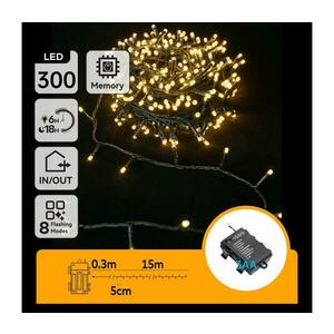 B.V. kültéri karácsonyi LED lánc 300 LED, 8 funkció, 15, 3m, IP44, meleg fehé B10303K2L kép