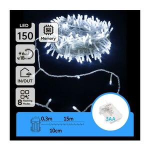 B.V. kültéri LED karácsonyi fényfüzér 150 LED, 8 funkció, 15, 3m, IP44, hideg B10303K1W kép