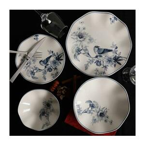 24 darabos étkészlet, fehér/kék, porcelán 387GRP1258 kép