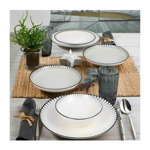 24 részes étkészlet, fehér/fekete, porcelán 387GRP1361 kép