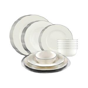 24 darabos porcelán étkészlet, fehér/ezüst 710KTP3437 kép