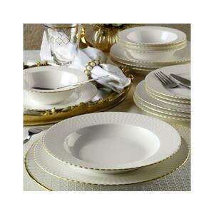 18 részes porcelán étkészlet, fehér/arany 710KTP3378 kép