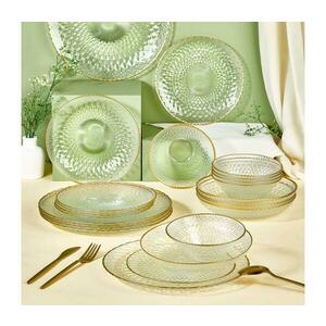 24 darabos étkészlet átlátszó/arany/üveg 337GLZ1130 kép