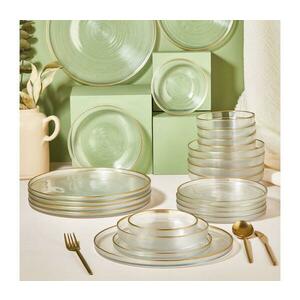 24 részes üveg étkészlet — átlátszó, arany díszítéssel 337GLZ1128 kép