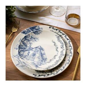 24 darabos étkészlet, fehér/kék, porcelán 490TLU1127 kép