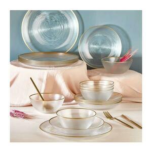 18 darabos étkészlet – átlátszó üveg, arany díszítés 337GLZ1136 kép