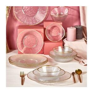 18 darabos étkészlet átlátszó/arany/üveg 337GLZ1127 kép