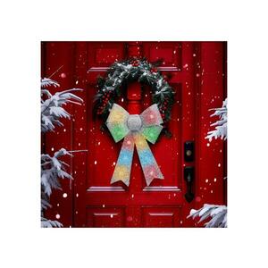 LED RGB karácsonyi dekoráció 11xLED/3xLR44 40x30 cm ezüst masni gl kép