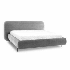 Szürke kárpitozott ágyneműtartós franciaágy ágyráccsal 180x200 cm Pointt – ELTAP kép