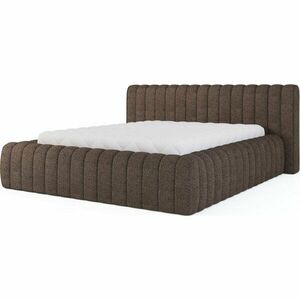 Barna kárpitozott ágyneműtartós franciaágy ágyráccsal 180x200 cm Carilla – ELTAP kép