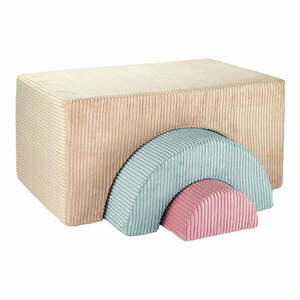 Világosbarna kordbársony habszivacs játszótér 3 db-os magasság 37 cm 75x49 cm Rainbow Montessori – Wigiwama kép