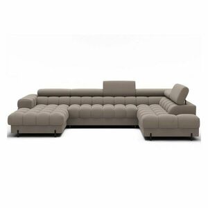 Világosbarna bársony kinyitható sarokkanapé (jobb oldali-U alakú) Feraria – ELTAP kép