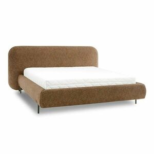 Okkersárga kárpitozott ágyneműtartós franciaágy ágyráccsal 140x200 cm Pointt – ELTAP kép