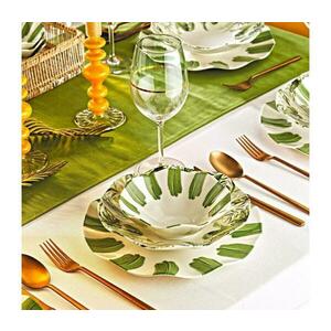 18 darabos porcelán étkészlet, fehér/zöld 430KSV8980 kép