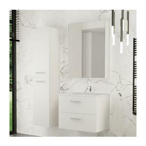 BWS KATE mosdóval szerelt fürdőszobai szekrény + tükörszekrény + fali szekrény fehér Nataly SET white kép