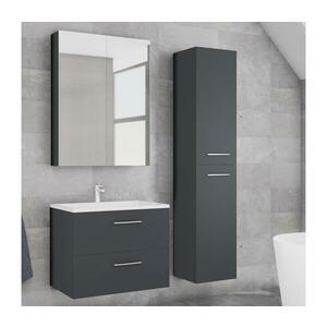 BWS Fürdőszobaszekrény mosdóval KATE + tükörszekrény + fali szekrény antracit Nataly SET anthracite kép