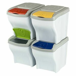 Poker szelektív szemetes kosár szett 20 L , 4 db, fehér kép