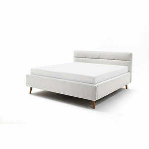 Világosszürke kárpitozott ágyneműtartós franciaágy ágyráccsal 180x200 cm Lotte – Meise Möbel kép