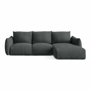 Sötétszürke zsenília kinyitható sarokkanapé (jobb oldali-heverő résszel) Leila – Makamii kép