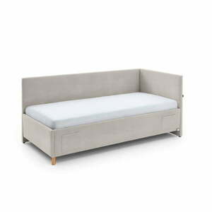 Bézs kárpitozott ágyneműtartós sarok gyerekágy ágyráccsal 90x200 cm Cool – Meise Möbel kép