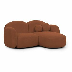 Terrakotta színű buklé sarokkanapé (jobb oldali-heverő résszel) Orbit – Ropez kép