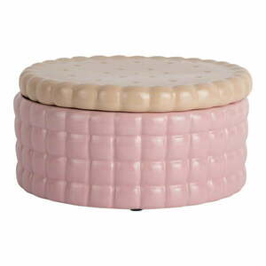 Világos rózsaszín dekoratív kerámia tárolódoboz ø 20x10 cm Biscuit Box – PT LIVING kép