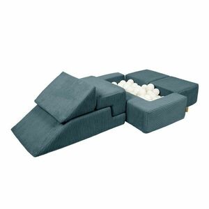 Türkiz kordbársony habszivacs játszótér 6 db-os magasság 40 cm 100x35 cm Montessori – Meowbaby kép