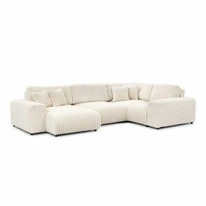 Krémszínű kordbársony sarokkanapé (jobb oldali-U alakú) Justin – Ropez kép