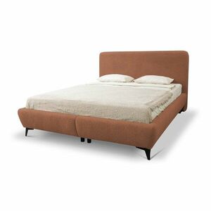 Terrakotta színű kárpitozott ágyneműtartós franciaágy ágyráccsal 160x200 cm Makapu – Makamii kép