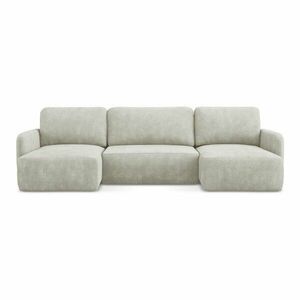 Krémszínű zsenília kinyitható-tárolóhelyes sarokkanapé (U alakú) Lilo – Makamii kép