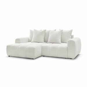 Fehér buklé kinyitható-tárolóhelyes sarokkanapé (bal oldali-heverő résszel) Roxelane – Bobochic Paris kép