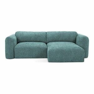 Kék zsenília kinyitható-tárolóhelyes sarokkanapé (jobb oldali-heverő résszel) Mele – Makamii kép