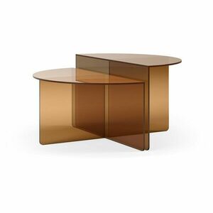 Barna üveg kerek dohányzóasztal szett 2 db-os ø 80 cm Velta – MOME kép