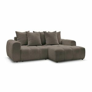 Barna buklé kinyitható-tárolóhelyes sarokkanapé (jobb oldali-heverő résszel) Roxelane – Bobochic Paris kép