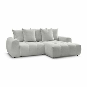 Világosszürke zsenília kinyitható-tárolóhelyes sarokkanapé (jobb oldali-heverő résszel) Roxelane – Bobochic Paris kép