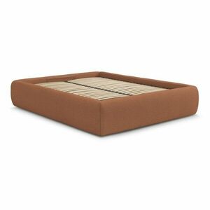 Narancssárga kárpitozott ágyneműtartós-ágytámla nélkül franciaágy ágyráccsal 180x200 cm Inera – Bobochic Paris kép