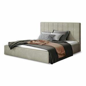 Bézs kárpitozott ágyneműtartós franciaágy ágyráccsal 160x200 cm Audrey – ELTAP kép