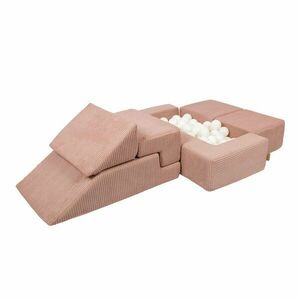 Rózsaszín kordbársony habszivacs játszótér 6 db-os magasság 40 cm 100x35 cm Montessori – Meowbaby kép