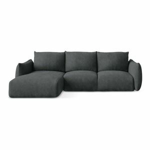 Sötétszürke zsenília kinyitható sarokkanapé (bal oldali-heverő résszel) Leila – Makamii kép