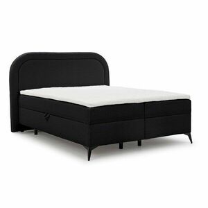 Fekete ágyneműtartós boxspring ágy 140x200 cm Ornes – Ropez kép