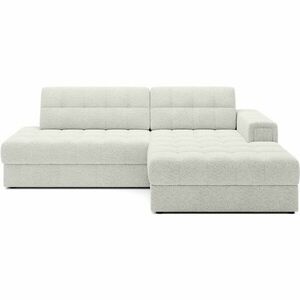 Krémszínű buklé kinyitható sarokkanapé (jobb oldali-heverő résszel) Blezalt – ELTAP kép