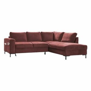 Rózsaszín bársony kinyitható sarokkanapé (jobb oldali) Lofty Lilly – Miuform kép